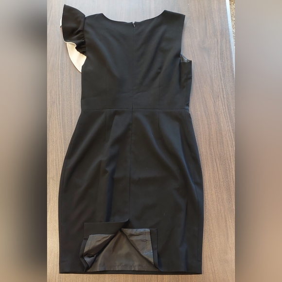 Calvin Klein Black and White Ruffle Sheath Dress Size 8 - Picture 5 of 6